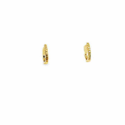 Lady's Yellow 14 Karat Tiny Huggie Hoop Earrings = 0.04tw Round H/I I1