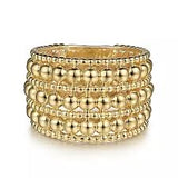 Lady's Yellow 14 Karat Beaded Stackable Fashion Ring Size 6.5