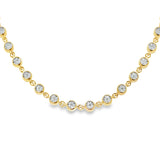 Lady's Yellow 14 Karat Bezel Link Necklace With 68 = 1.90Tw Round G/H Si1 Diamonds