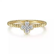 Cluster Clover Stackable Fashion Ring | 14k Yellow