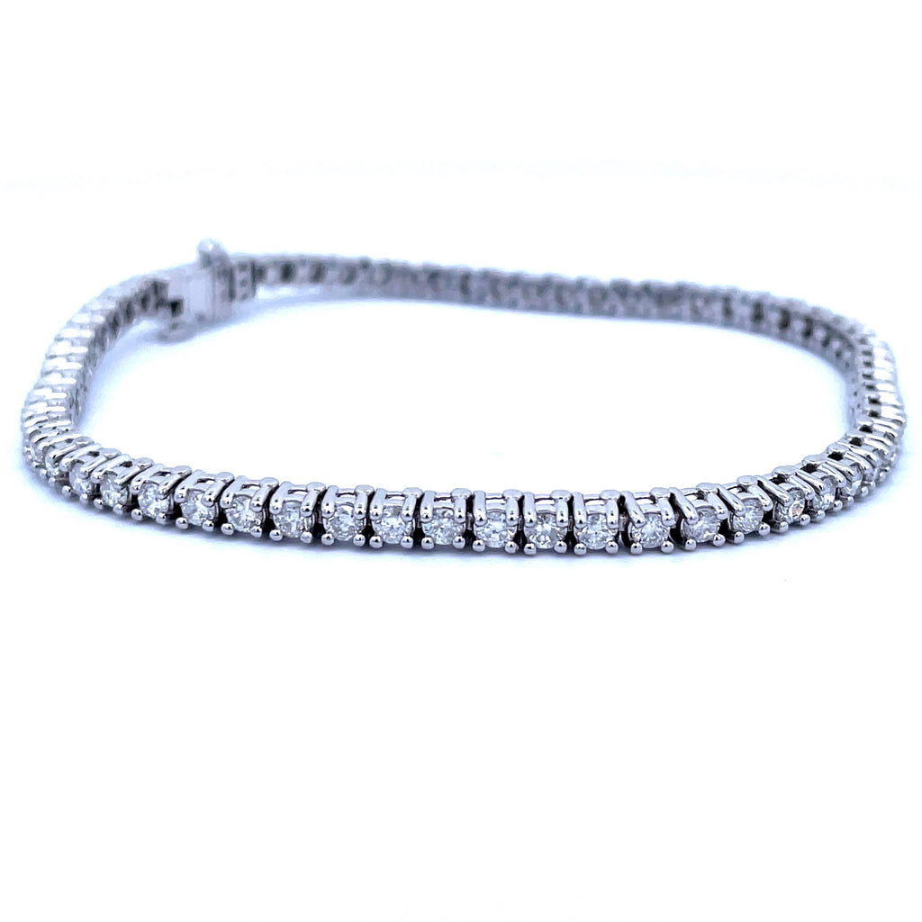 Straight Line Tennis Bracelet | 14k White