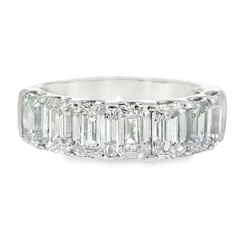 14 Karat White Gold Seven (7) Emerald Cut Lab Created Anniversary Ring 4.20ctw