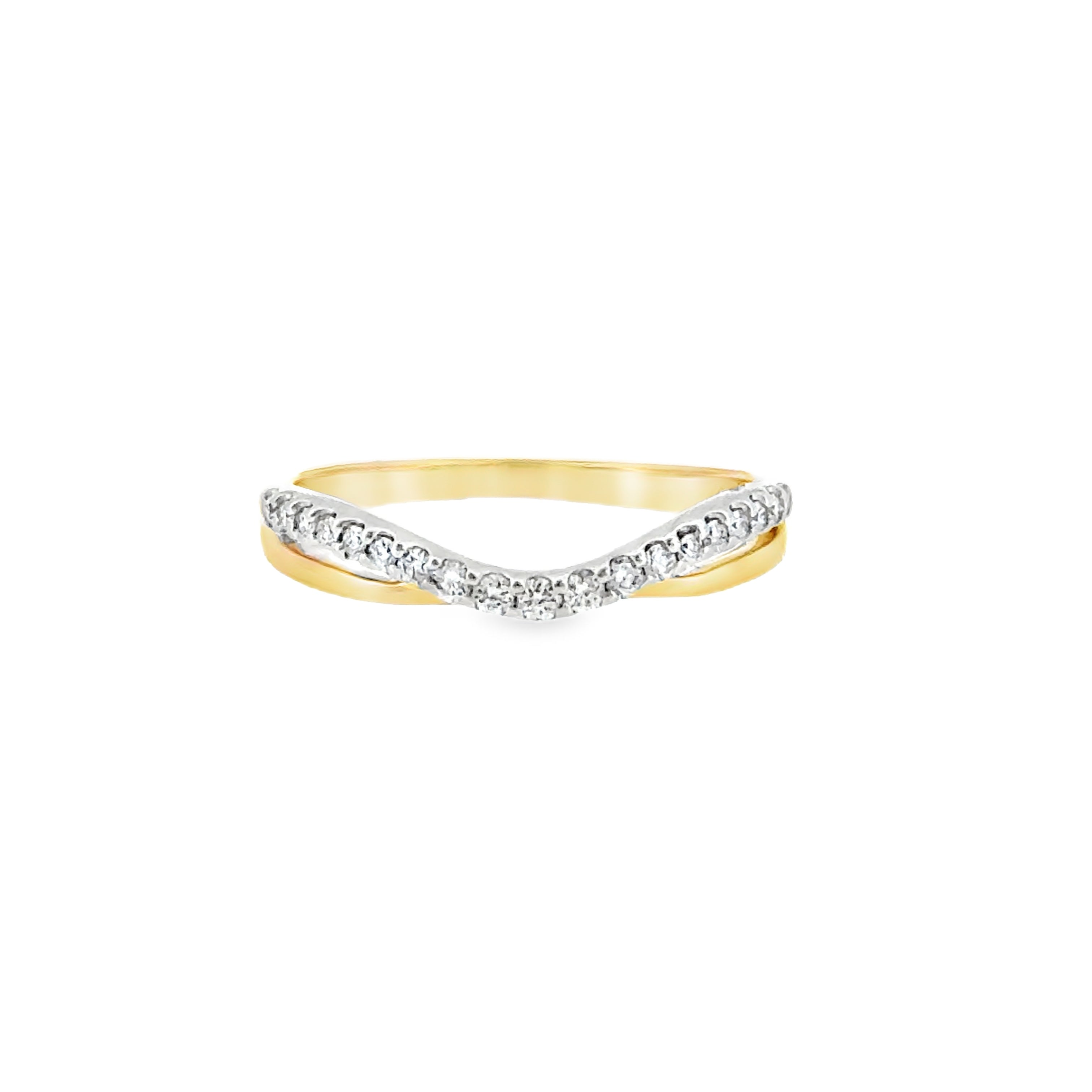 Lady's Yellow 14 Karat Curved Anniversary Ring Size 7 With 0.17Tw Round G/H Si1 Diamonds