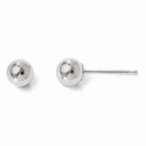 Lady's White 14 Karat 4Mm Gold Ball Earrings