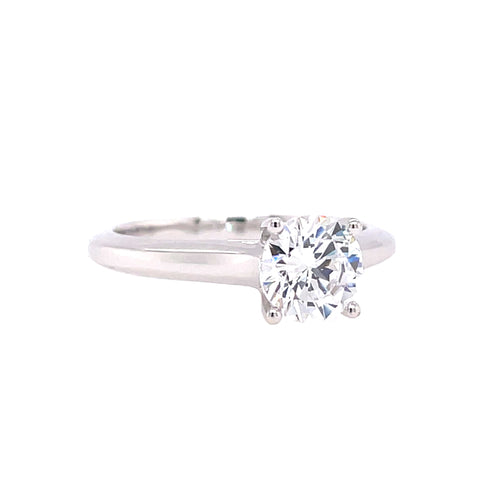 Lady's White Polished 14 Karat Solitaire Engagement Ring Size 6.5 With