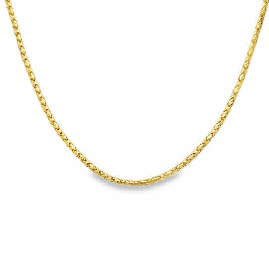 Yellow 14 Karat Diamond Cut 1.2Mm Solid Bird Cage Chain Length 18