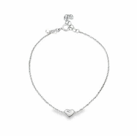 Lady's 7.5 Sterling Silver Dainty Heart Bracelet