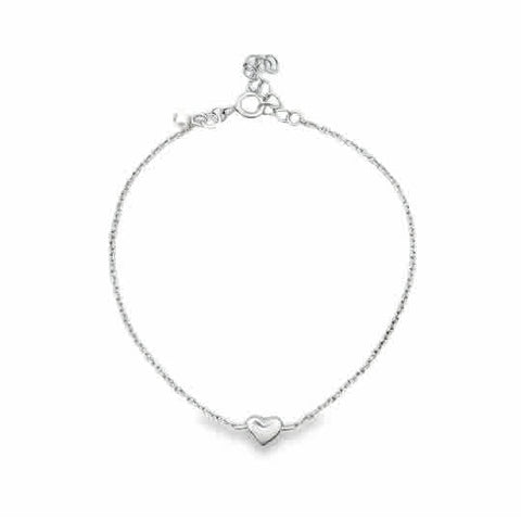 Lady's 7.5 Sterling Silver Dainty Heart Bracelet