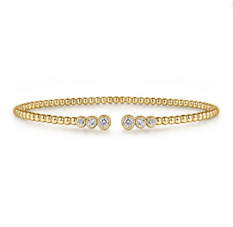 14K Yellow Gold Bujukan Diamonds Split Bangle, Bujukan Collection .24ctw Round Diamonds