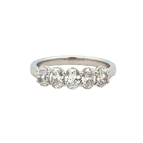 Lady's White 14 Karat Five Stone Anniversary Ring Size 6.5 With 5=1.20