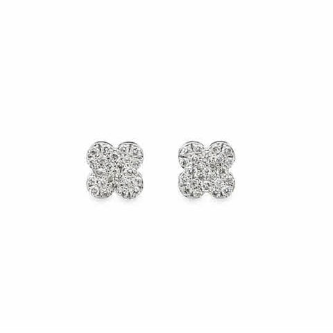 Clover Studs Earrings | 14k White