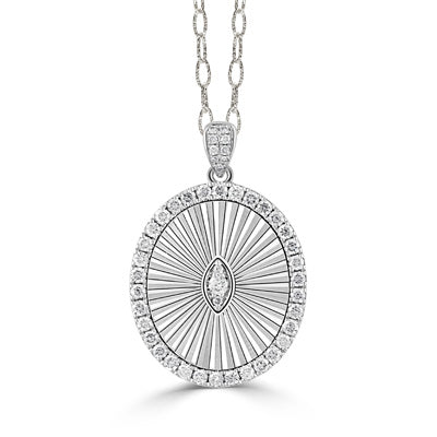 Medallion Paper Clip Chain Necklace | 18k White