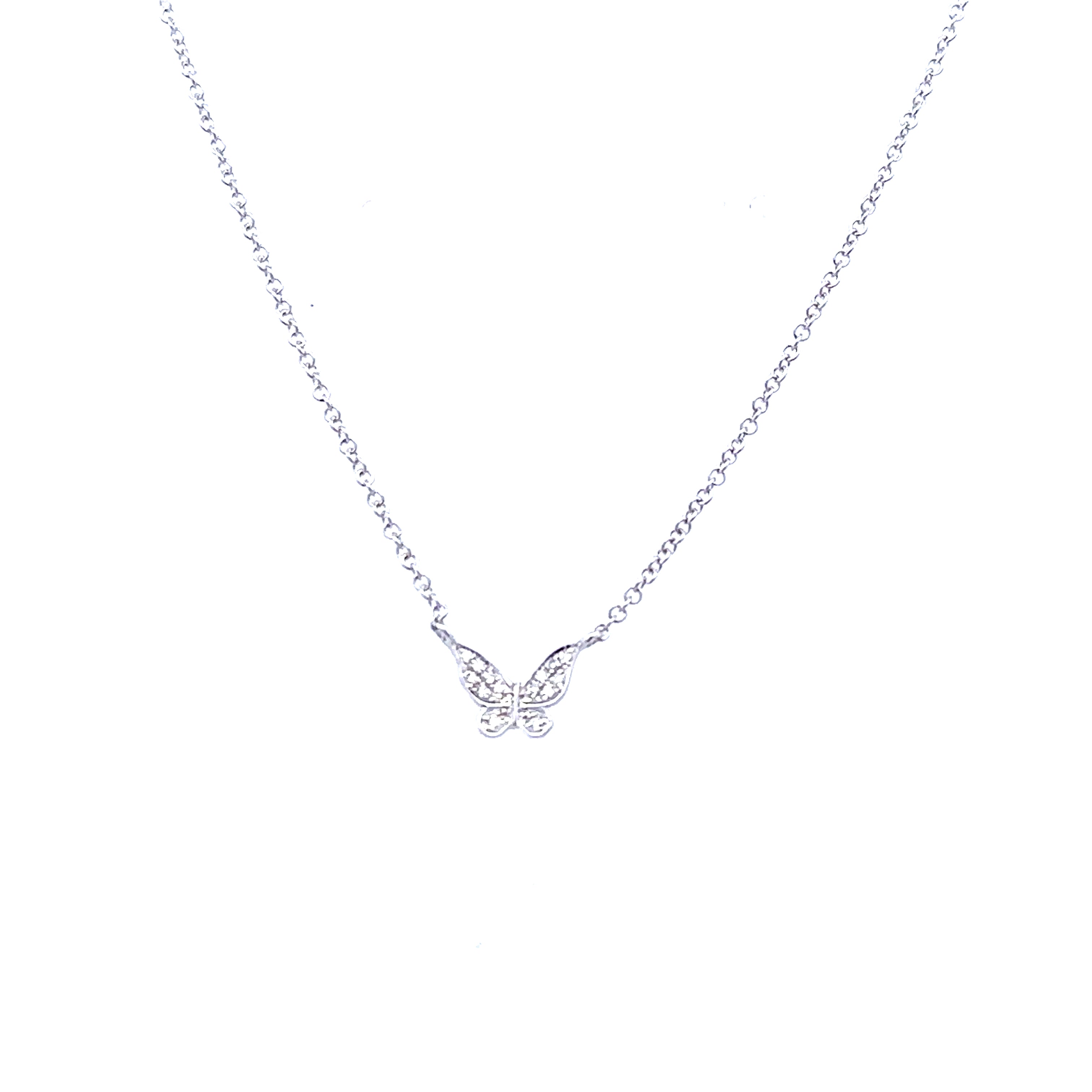 Stationary Butterfly Necklace | 14k White