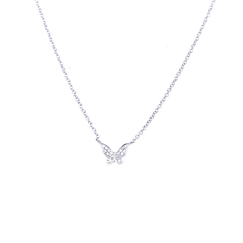 Stationary Butterfly Necklace | 14k White