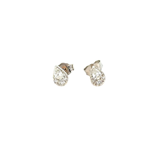 Pear Stud Earrings | 14k White