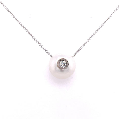 Diamond-in-a-Pearl Strand | 14k White (0.08ct Round)