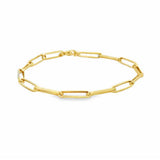 Yellow 14 Karat 3.9Mm Hollow Paperclip Bracelet Length 7.5
