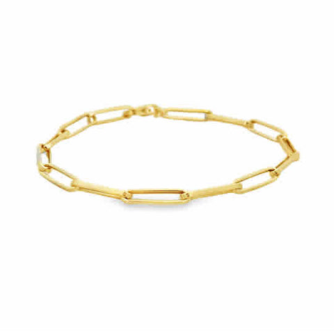 Yellow 14 Karat 3.9Mm Hollow Paperclip Bracelet Length 7.5