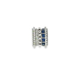 18 Karat White Gold Barrell Pendant with .24ctw Baguette Sapphires and .07ctw Round Brilliant Cut Diamonds