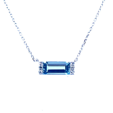 Horizontal Stationary Necklace | 14k White (0.54ct Baguette)