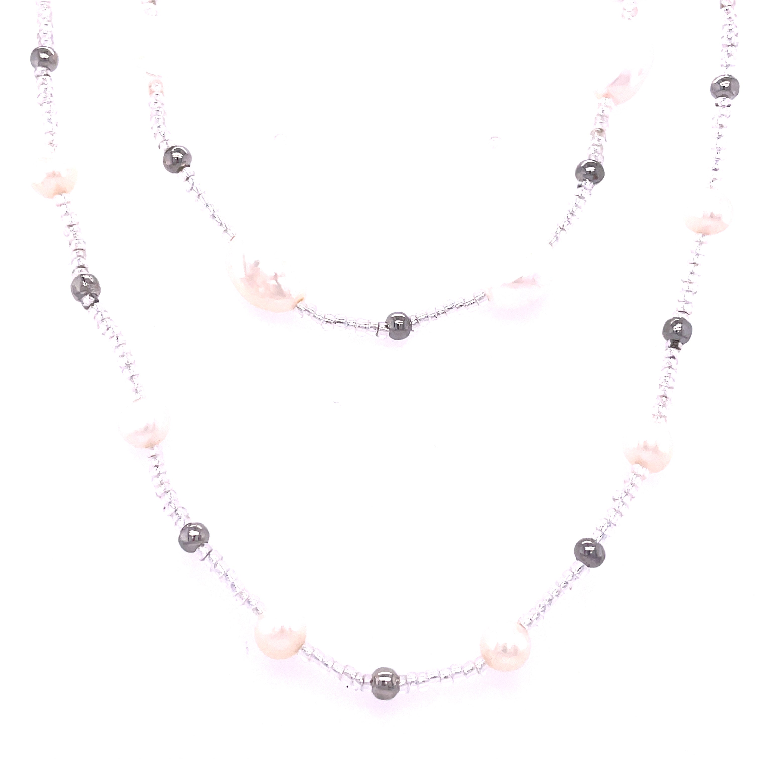 Beaded Necklace | White Sterling Silver