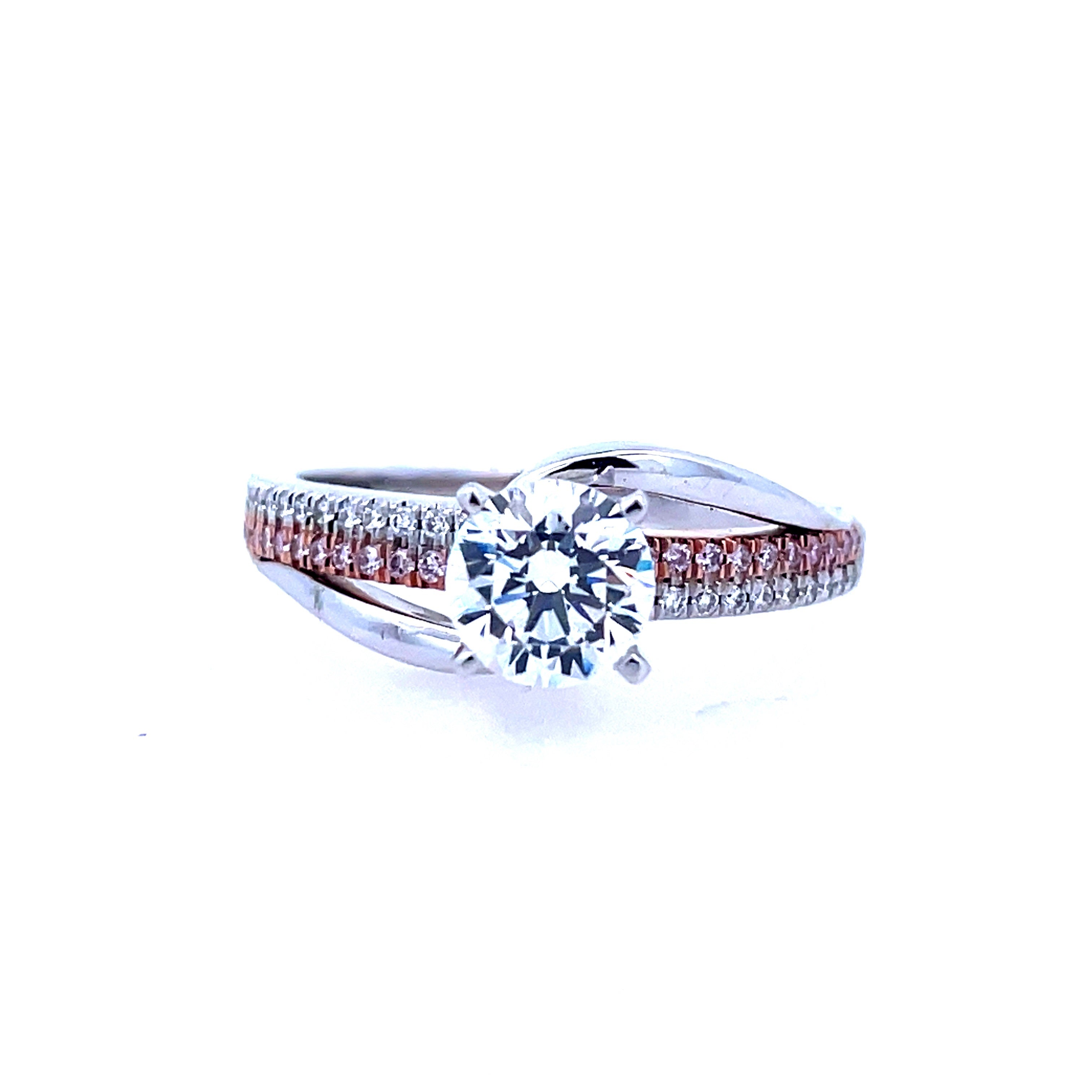 Prong Set Lined Ring | 14k White/Rose