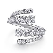 14K White Gold Double Row 1.48ctw Diamond Bypass Ladies Ring