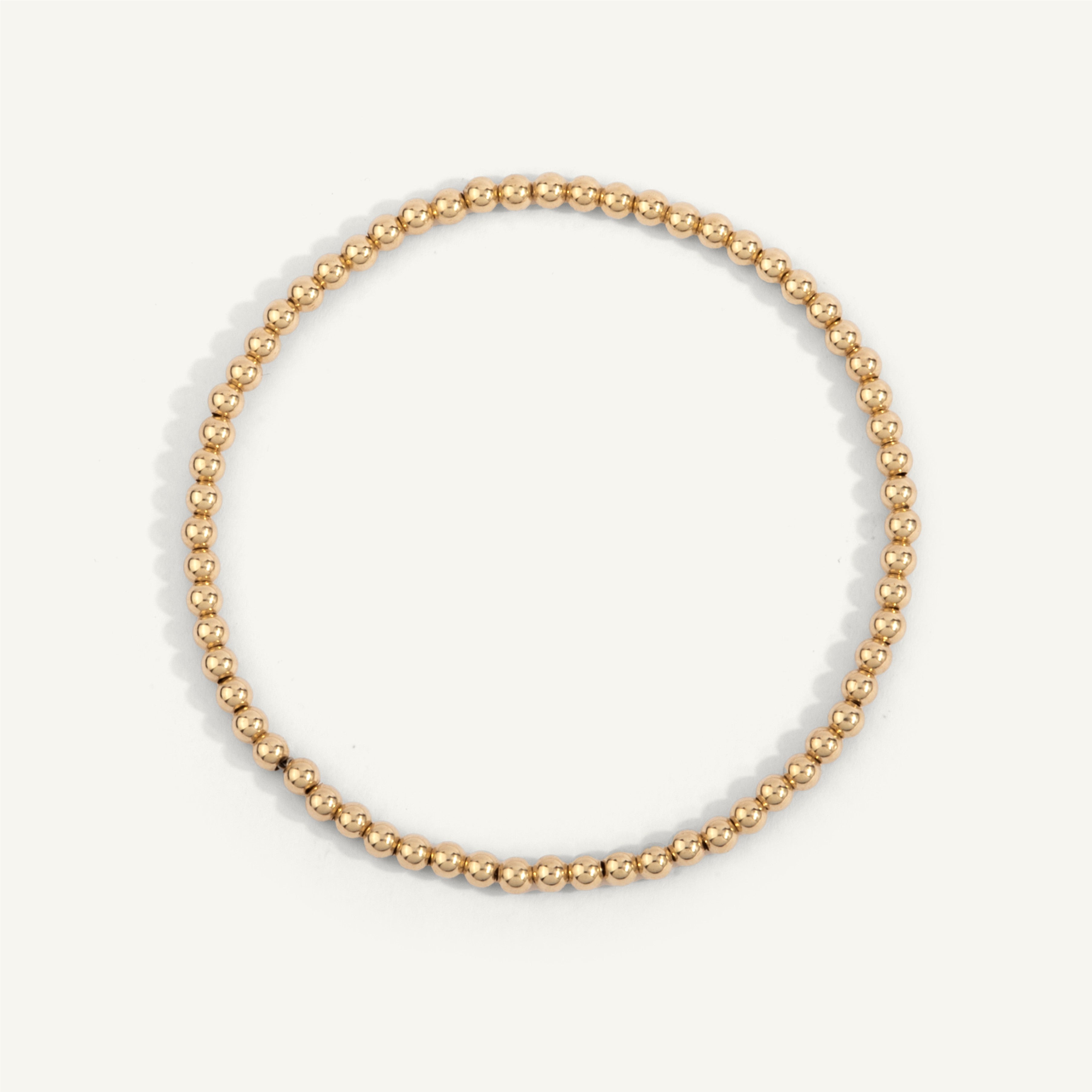 3mm Gold Filled Beaded Bracelet 7''