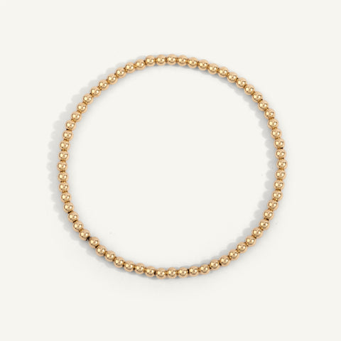 3mm Gold Filled Beaded Bracelet 7''