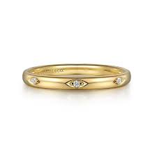 14ky Stackable Fashion Ring with Round Brilliant Cut 0.02tw H/I Si2 Diamonds