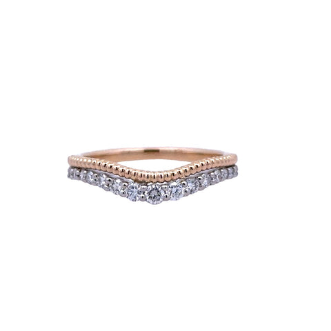 Beaded Curved Anniversary Ring | 14k White/Yellow