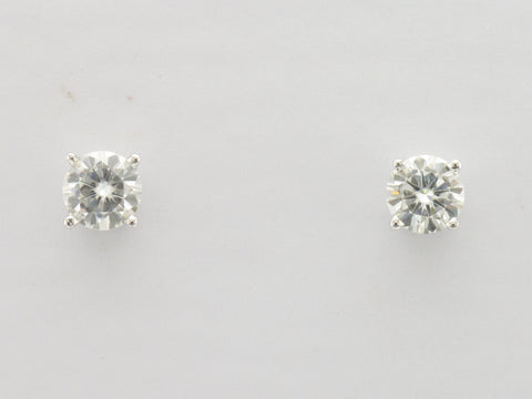 White 14 Karat Stud Moissanite 2 = 1.00tw Round Moissanites; Regularly