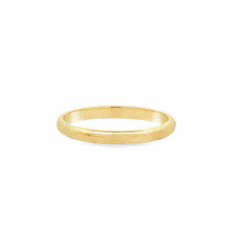 Lady's Yellow 14 Karat 2Mm Half Round, Light Weight Wedding Band Size
