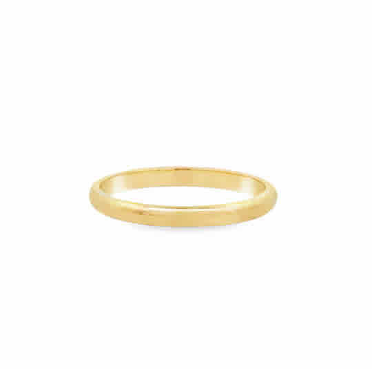 Lady's Yellow 14 Karat 2Mm Half Round, Light Weight Wedding Band Size