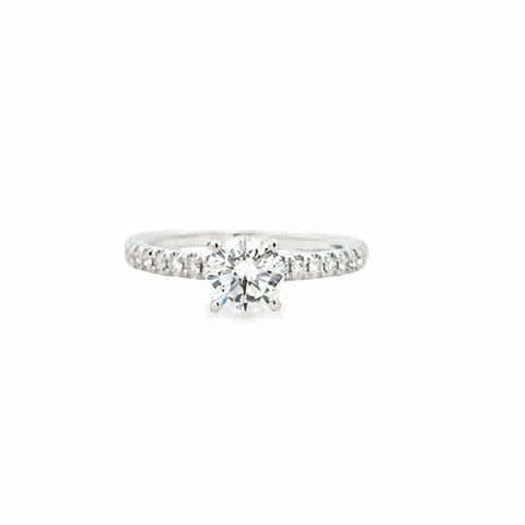 14 Karat White Gold Engagement Ring with Round Cubic Zirconium, and .20ctw Round Brilliant Cut Diamonds