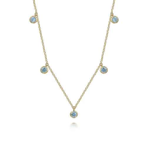 Topaz Dangle Stations Necklace | 14k Yellow