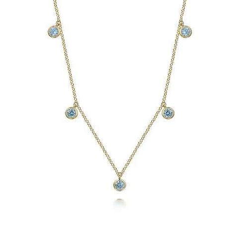 Topaz Dangle Stations Necklace | 14k Yellow