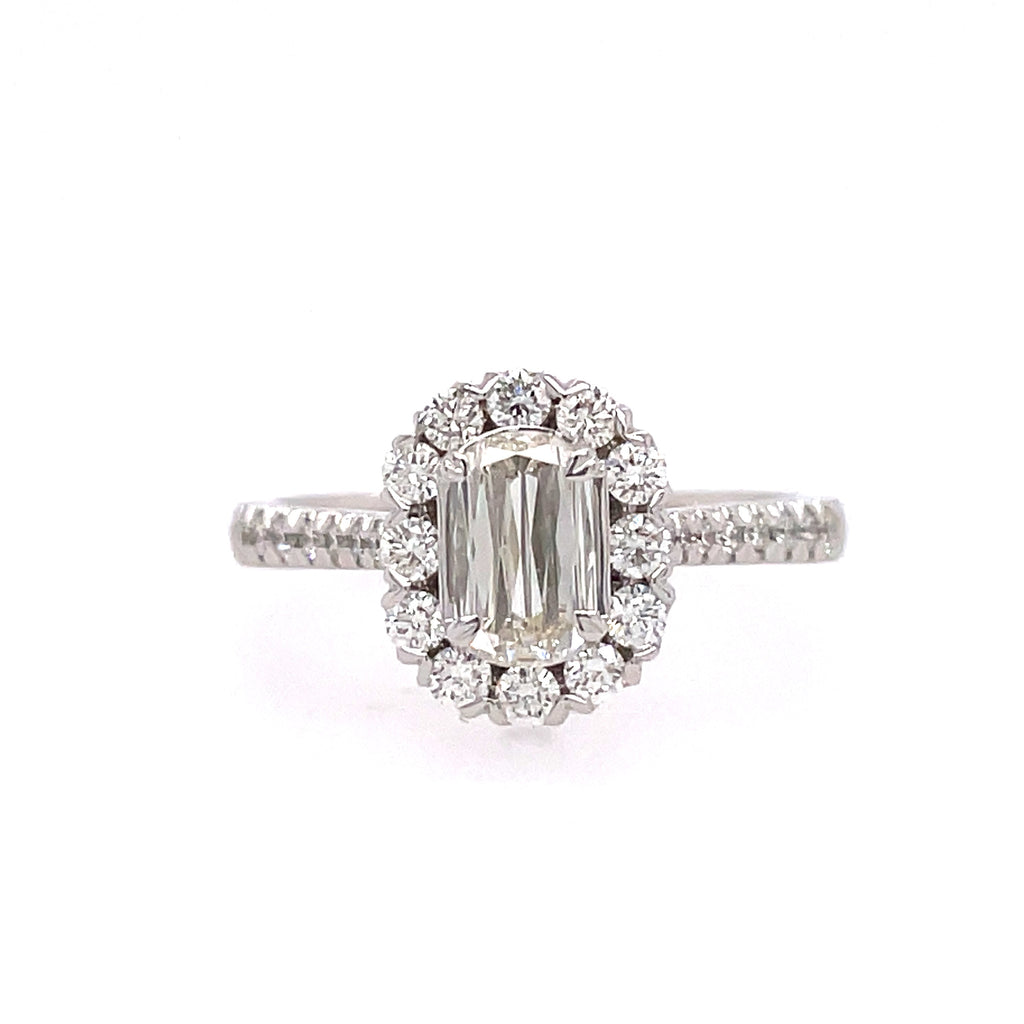 Halo With Cathedral Shank Ring | 18k White (0.41ct Crisscut)