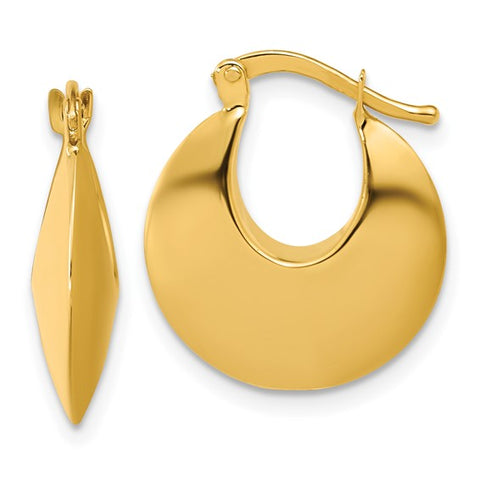 Lady's Yellow 14 Karat Polished Round Hoop Earrings