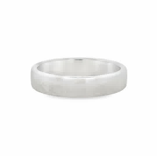 Gent's White 14 Karat 5Mm European Fully Round, Comfort Fit Wedding Ba