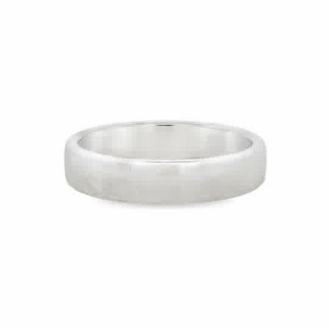 Gent's White 14 Karat 5Mm European Fully Round, Comfort Fit Wedding Ba
