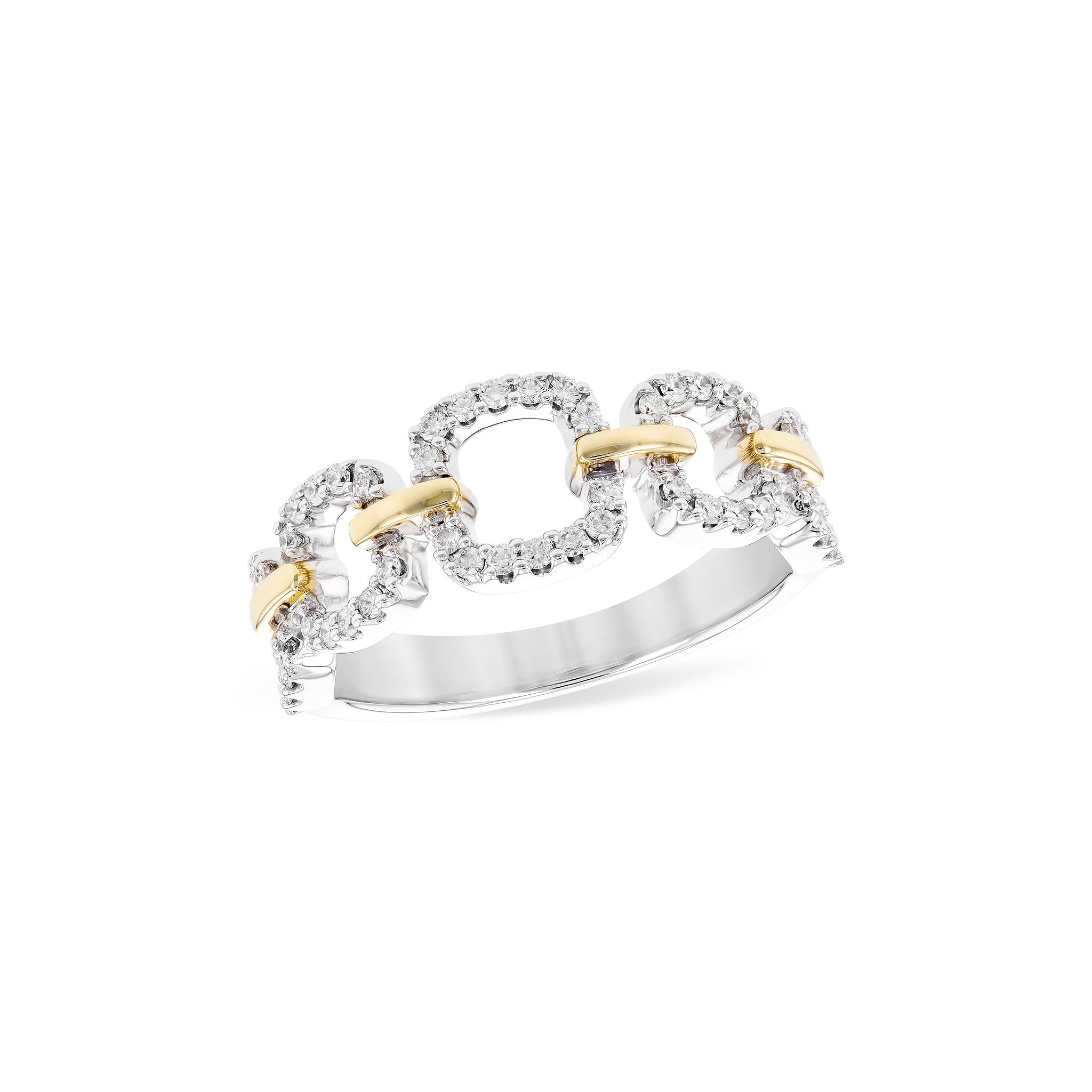 14 Karat White and Yellow Gold, Open Halo Ring with .36ctw Round Brilliant Cut Diamonds