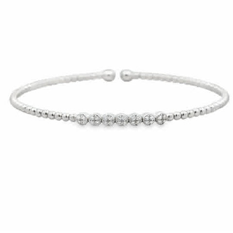 14k White Gold Bujukan Bead and Cluster Diamond Bangle, Bujukan Collection