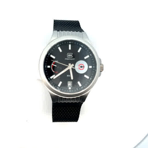 Black/Silver Stainless Steel Silver Steel Case With Black Mesh Strap W
