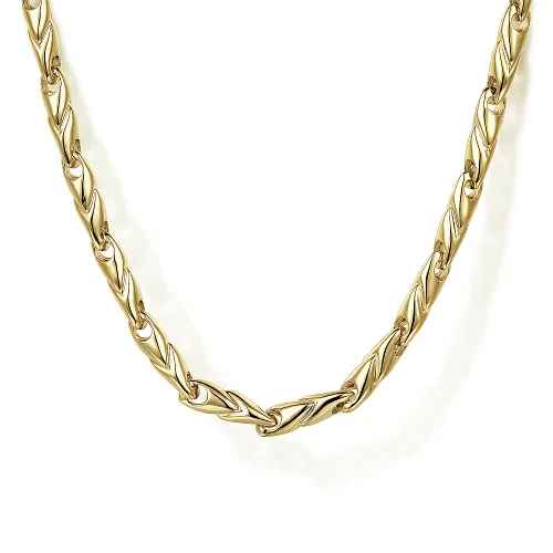 Yellow 14 Karat Gents Contemporary Chain Length 24 hollow