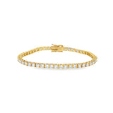 14 Karat Yellow Gold Tennis Bracelet with Round Lab Created Diamonds 5.09ctw