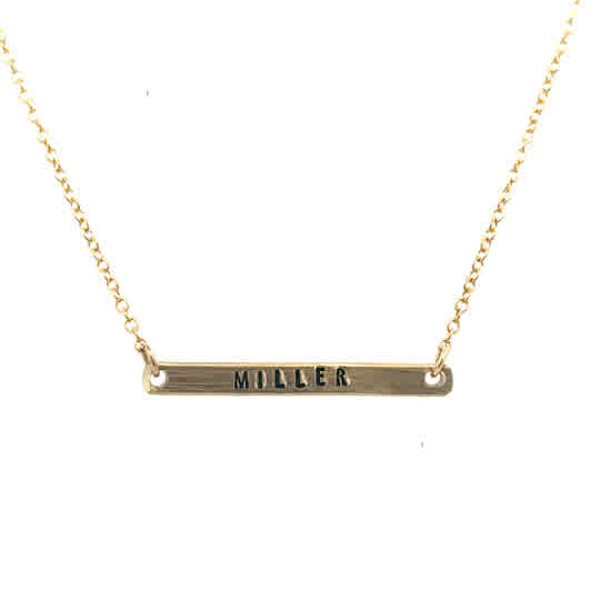 Lady's Yellow Gold Filled Dainty Name Bar Necklace

-Choose up to a