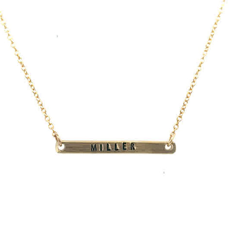 Lady's Yellow Gold Filled Dainty Name Bar Necklace

-Choose up to a