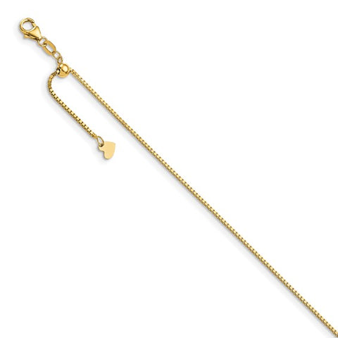 Yellow 10 Karat .7Mm Baby Box Chain Length 22