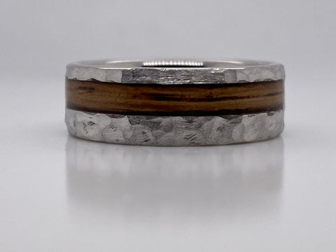 White Serenium 8Mm With 3Mm Oc Bourbon Wedding Band Size 9 (Whiskey Ba